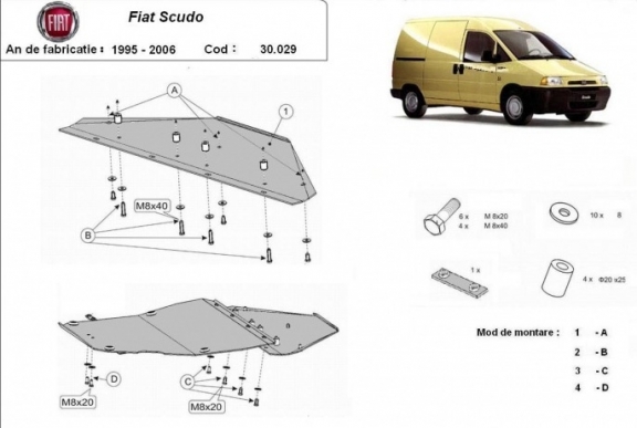 Protection sous moteur et de la boîte de vitesse Fiat Scudo