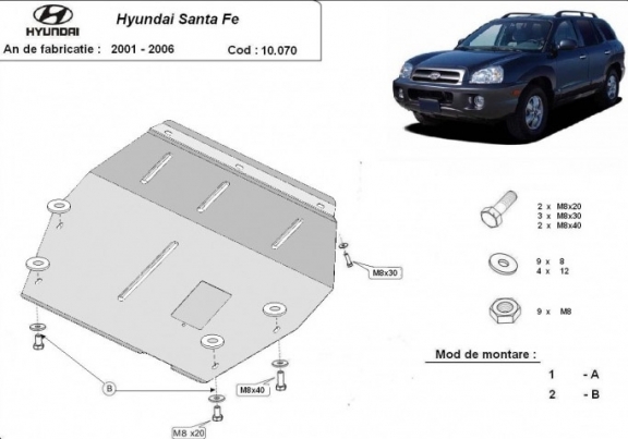 Protection sous moteur et de la boîte de vitesse Hyundai Santa Fe