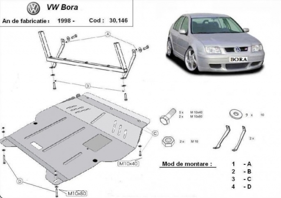 Protection sous moteur et de la boîte de vitesse VW Bora