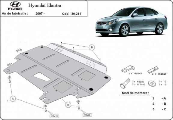 Protection sous moteur et de la boîte de vitesse Hyundai Elantra 1