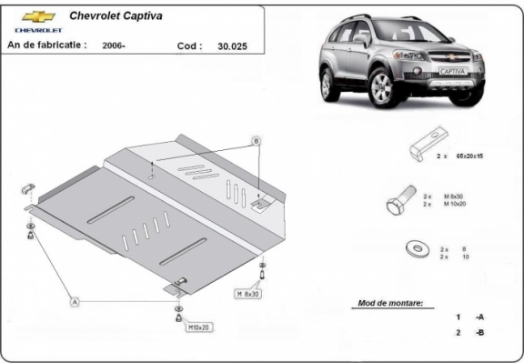Protection sous moteur et de la boîte de vitesse Chevrolet Captiva