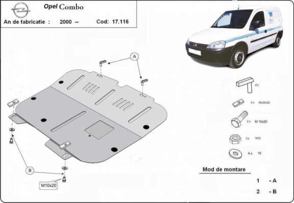 Protection sous moteur et de la boîte de vitesse Opel Combo C 