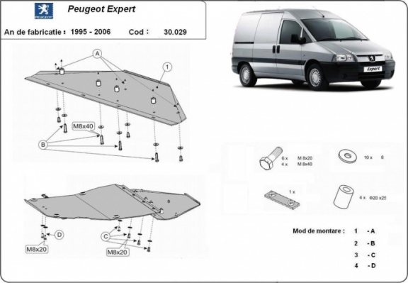 Protection sous moteur et de la boîte de vitesse Peugeot Expert