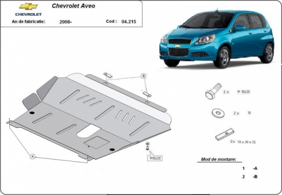 Protection sous moteur et de la boîte de vitesse Chevrolet Aveo