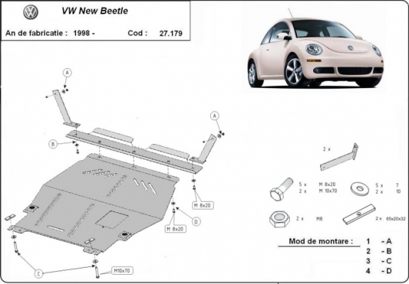 Protection sous moteur et de la boîte de vitesse Volkswagen New Beetle