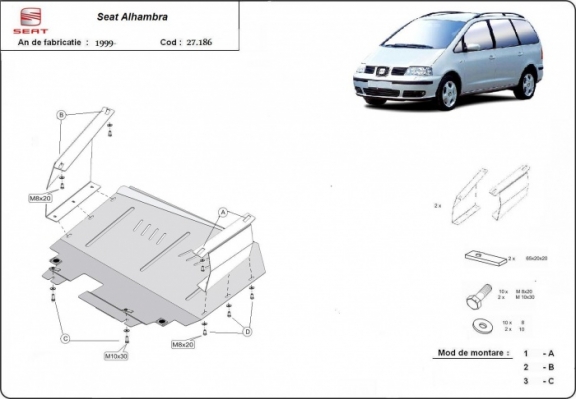 Protection sous moteur et de la boîte de vitesse Seat Alhambra