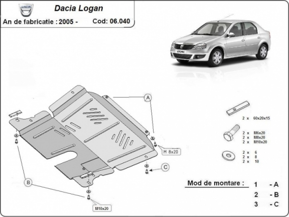 Protection sous moteur et de la boîte de vitesse Dacia Logan 1