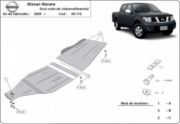 Protection de la boîte de vitesse  Nissan Navara D40