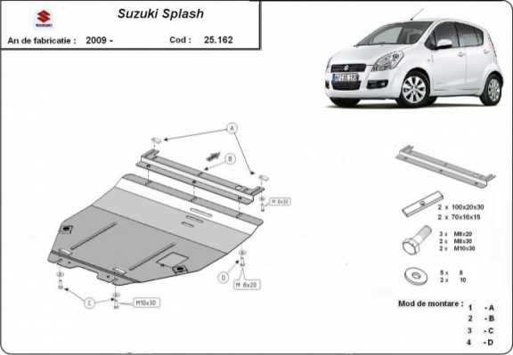 Protection sous moteur et de la boîte de vitesse Suzuki Splash an