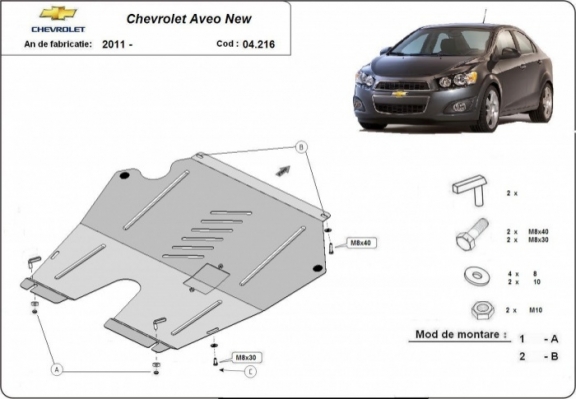 Protection sous moteur et de la boîte de vitesse Chevrolet Aveo