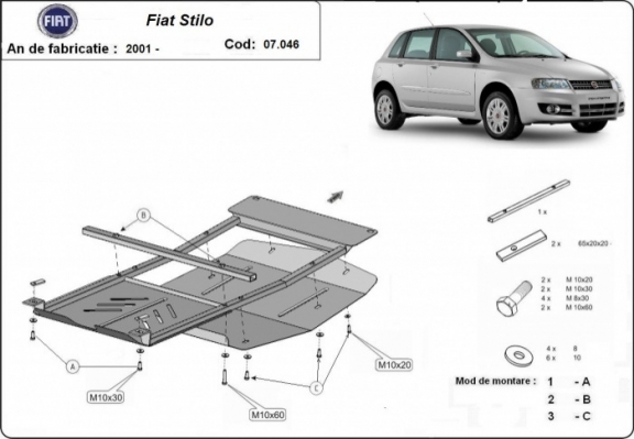 Protection sous moteur et de la boîte de vitesse Fiat Stilo