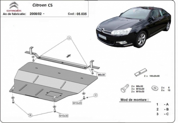 Protection sous moteur et de la boîte de vitesse citroen C5
