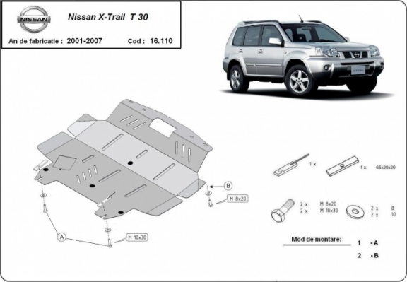 Protection sous moteur et de la boîte de vitesse Nissan X-Trail T30