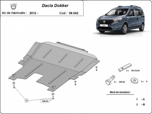 Protection sous moteur et de la boîte de vitesse Dacia Dokker