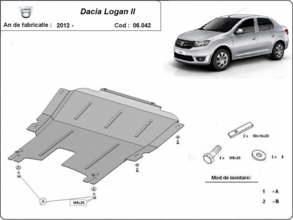 Protection sous moteur et de la boîte de vitesse Dacia Logan 2