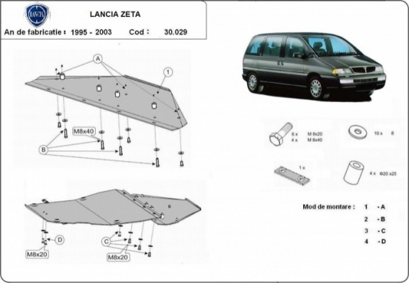 Protection sous moteur et de la boîte de vitesse Lancia Zeta