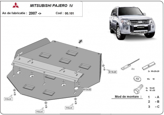 Protection de la boîte de vitesse Mitsubishi Pajero 4 (V80, V90)