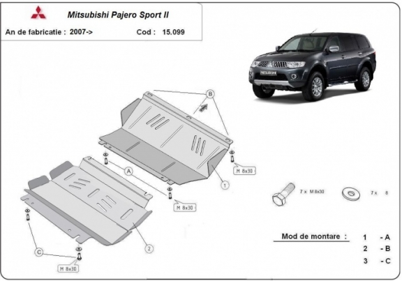 Protection sous moteur et de la radiateur Mitsubishi Pajero Sport 2