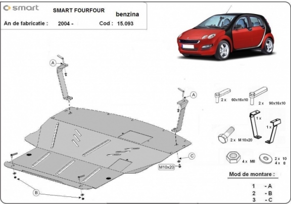 Protection sous moteur et de la boîte de vitesse Smart ForFour