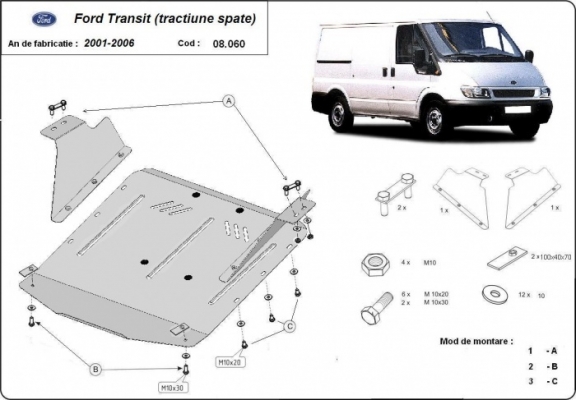 Protection sous moteur et de la boîte de vitesse Ford Transit - RWD
