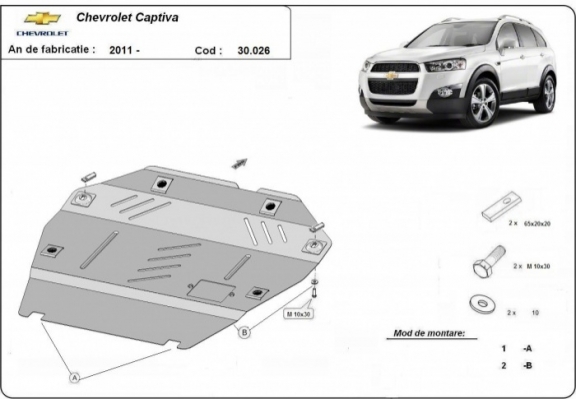 Protection sous moteur et de la boîte de vitesse Chevrolet Captiva