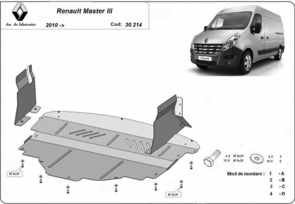 Protection sous moteur et de la boîte de vitesse Renault Master 3