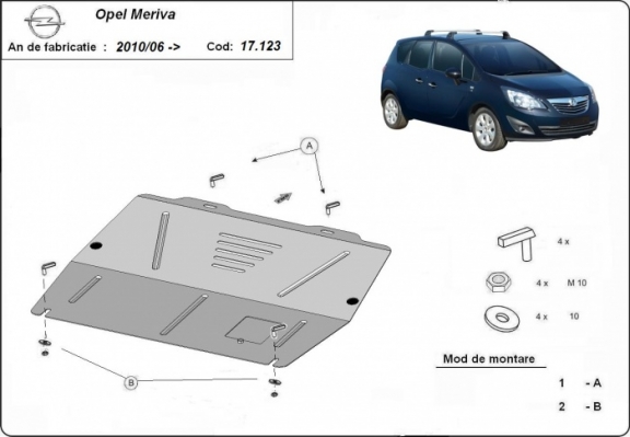 Protection sous moteur et de la boîte de vitesse Opel Meriva B 