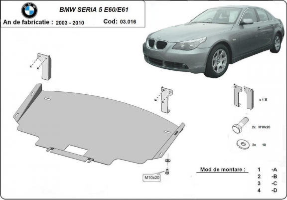 Protection sous moteur et de la radiateur BMW Seria 5 pare-chocs avant de série E60/E61 
