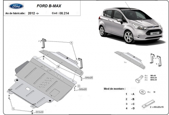 Protection sous moteur et de la boîte de vitesse Ford B-Max