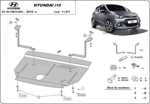 Protection sous moteur et de la boîte de vitesse Hyundai i10
