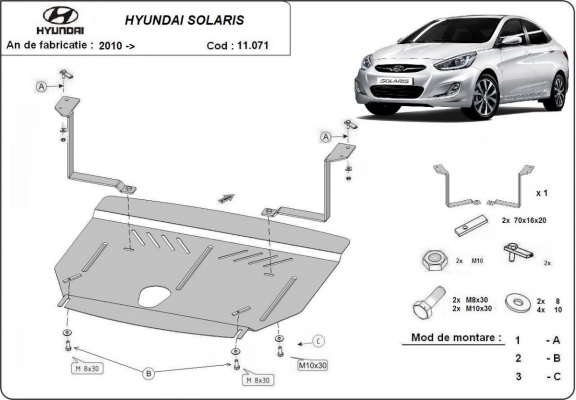 Protection sous moteur et de la boîte de vitesse Hyundai Solaris