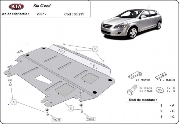 Protection sous moteur et de la boîte de vitesse Kia Ceed