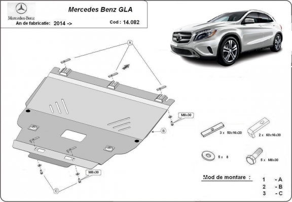 Protection sous moteur et de la boîte de vitesse Mercedes GLA X156