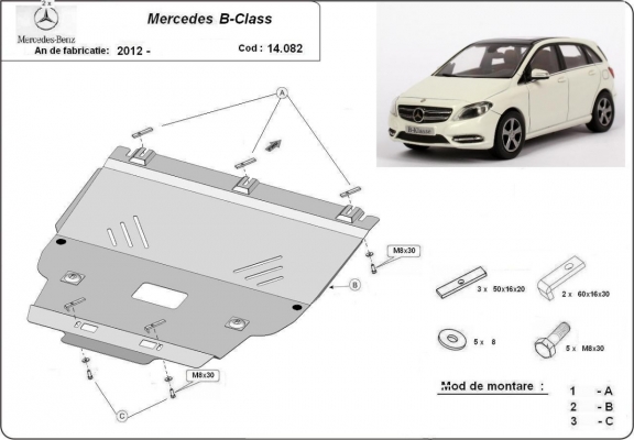 Protection sous moteur et de la boîte de vitesse Mercedes B-Class W246
