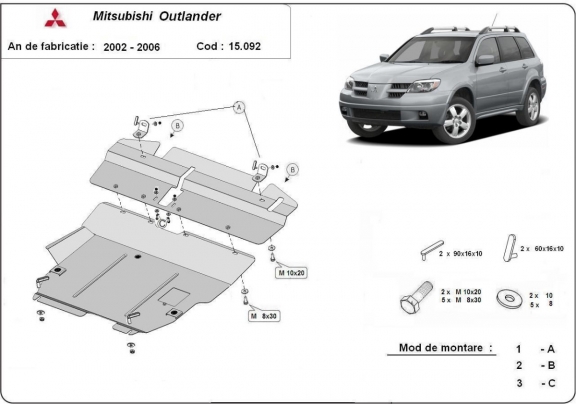 Protection sous moteur et de la boîte de vitesse Mitsubishi Outlander