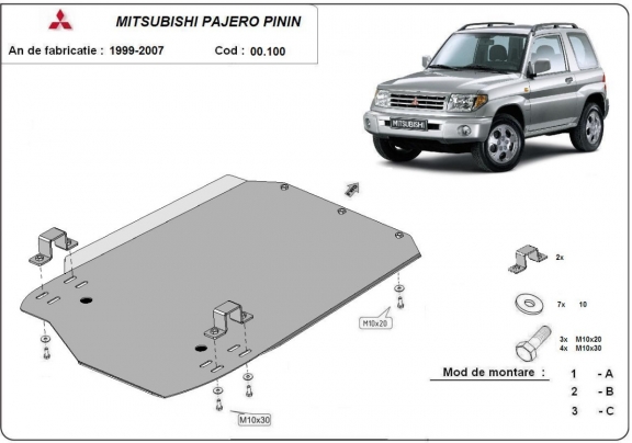 Protection de la boîte de vitesse Mitsubishi Pajero Pinin