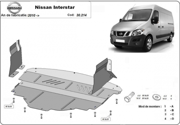 Protection sous moteur et de la boîte de vitesse Nissan Interstar
