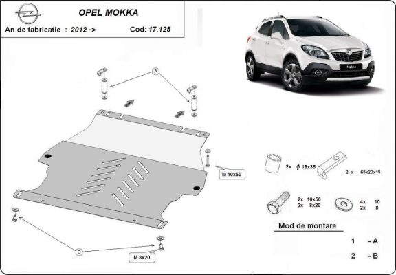 Protection sous moteur et de la boîte de vitesse Opel Mokka A