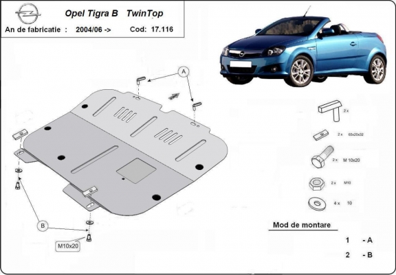 Protection sous moteur et de la boîte de vitesse Opel Tigra B 