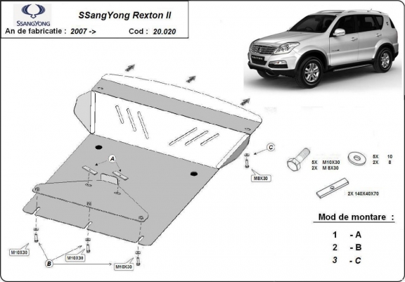 Protection sous moteur et de la radiateur SsangYong Rexton 2