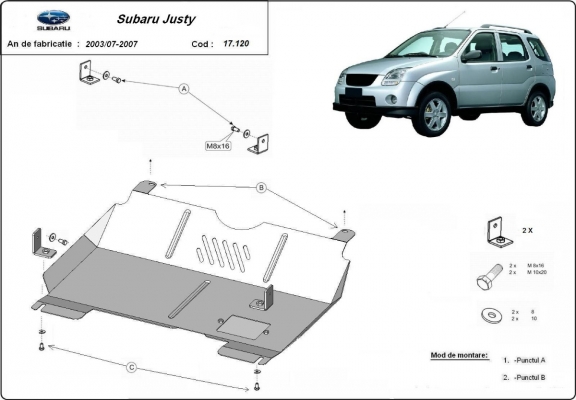 Protection Sous Moteur Subaru Justy