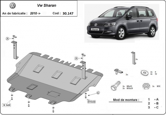 Protection sous moteur et de la boîte de vitesse Volkswagen Sharan