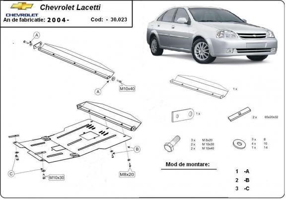 Protection sous moteur et de la boîte de vitesse Chevrolet Lacetti / Nubira
