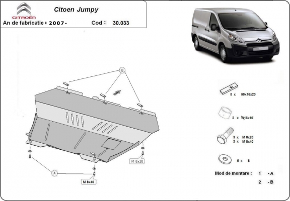 Protection sous moteur et de la boîte de vitesse Citroen Jumpy