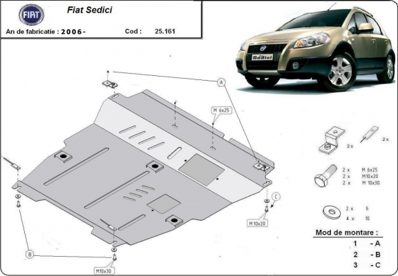 Protection sous moteur et de la boîte de vitesse Fiat Sedici