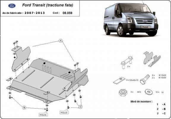 Protection sous moteur et de la boîte de vitesse Ford Transit - Traction 