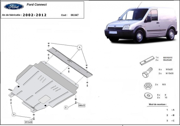 Protection sous moteur et de la boîte de vitesse Ford Transit Connect