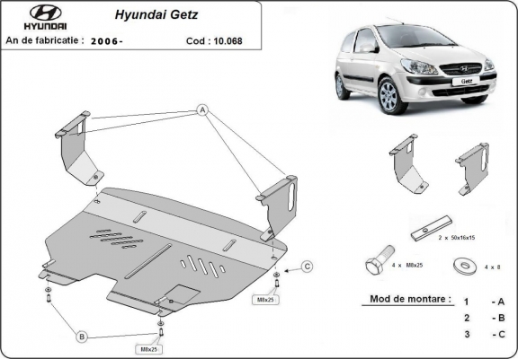 Protection sous moteur et de la boîte de vitesse Hyundai Getz