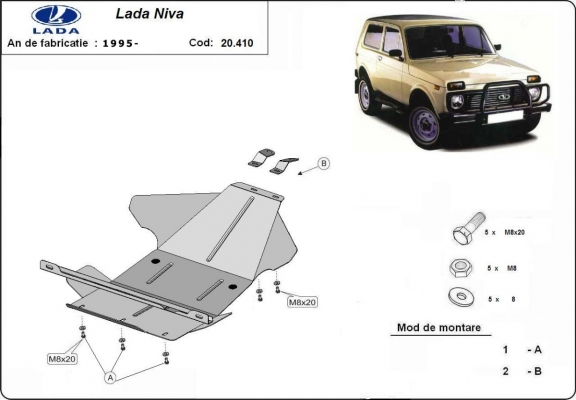 Protection sous moteur et de la boîte de vitesse Lada Niva