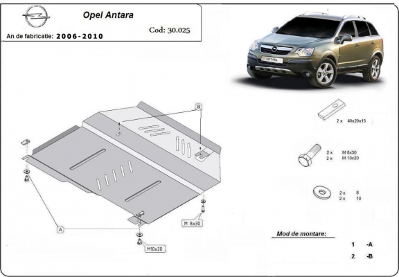 Protection sous moteur et de la boîte de vitesse Opel Antara